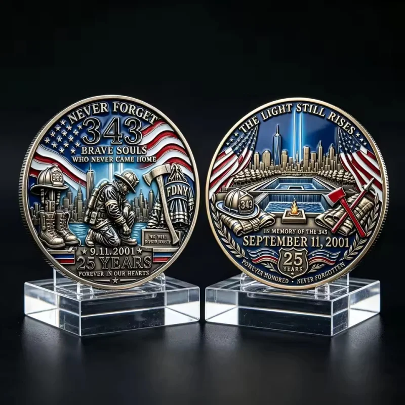 Фото Памятная монета 9/11: Не забывайте о 343 пожарных из FDNY, погибших в ВТС. Патриотический коллекционный сувенир к 11 сентября. №4