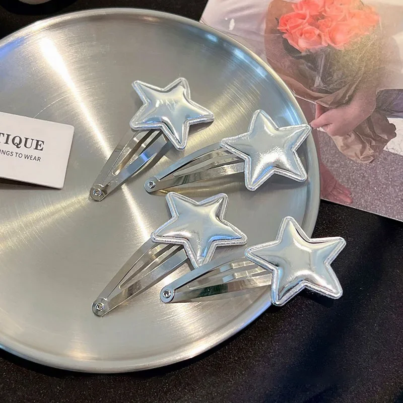 2 шт./комплект серебряные заколки для волос в виде звезд