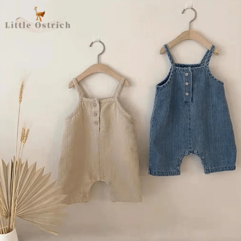 

Детский хлопковый комбинезон без рукавов, на пуговицах