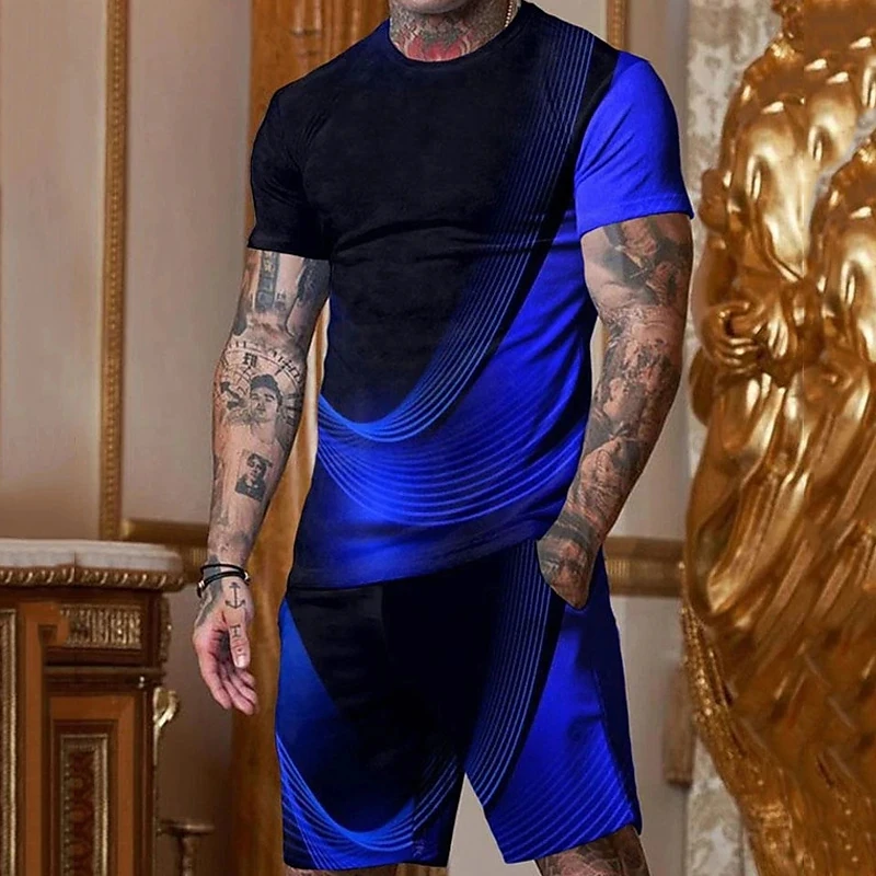 Men Clothing T-Shirt Suits Oversized Clothes 3D Printed Funny Design O-Neck Fashion Designer Comfortable Short Sleeve 2 Pieces