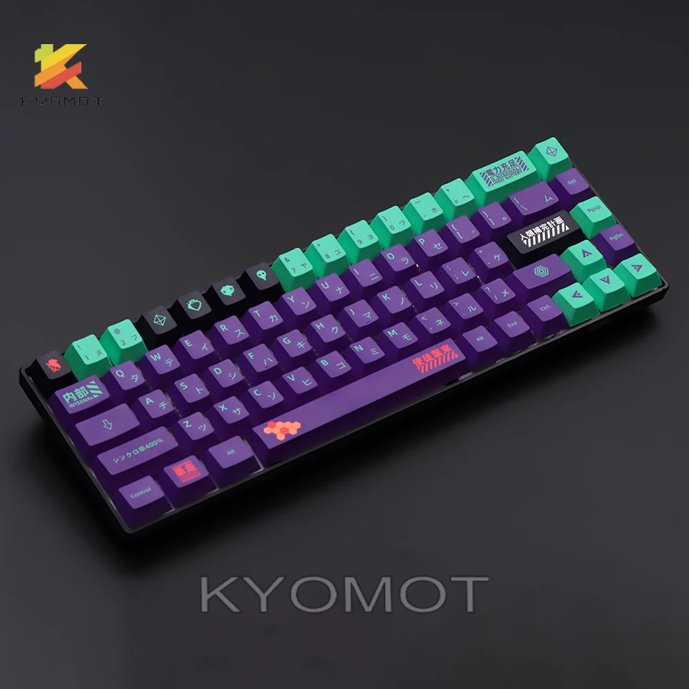 KYOMOT EVA 01 Keycaps Anime EVANGELION-01 Keycap Cherry Profile PBT Dye Sub for MX Switch DIY Layout Ducky Mechanical Keyboard