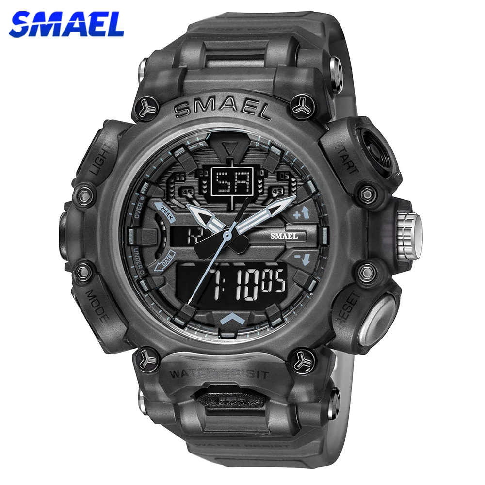 

SMAEL Sports Watch Men Digital Quartz Double Display Watches Youth Military Mens Waterproof Stopwatch Clock Male Outdoors Hour