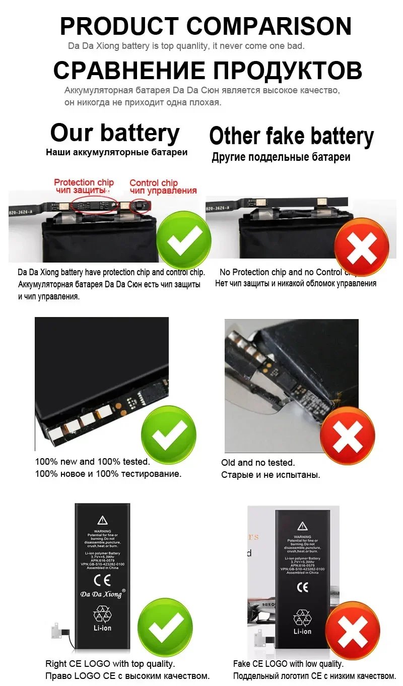 10pcs Da Xiong аккумулятор для iPhone 4S 4GS 1430mAh реальная емкость Замена
