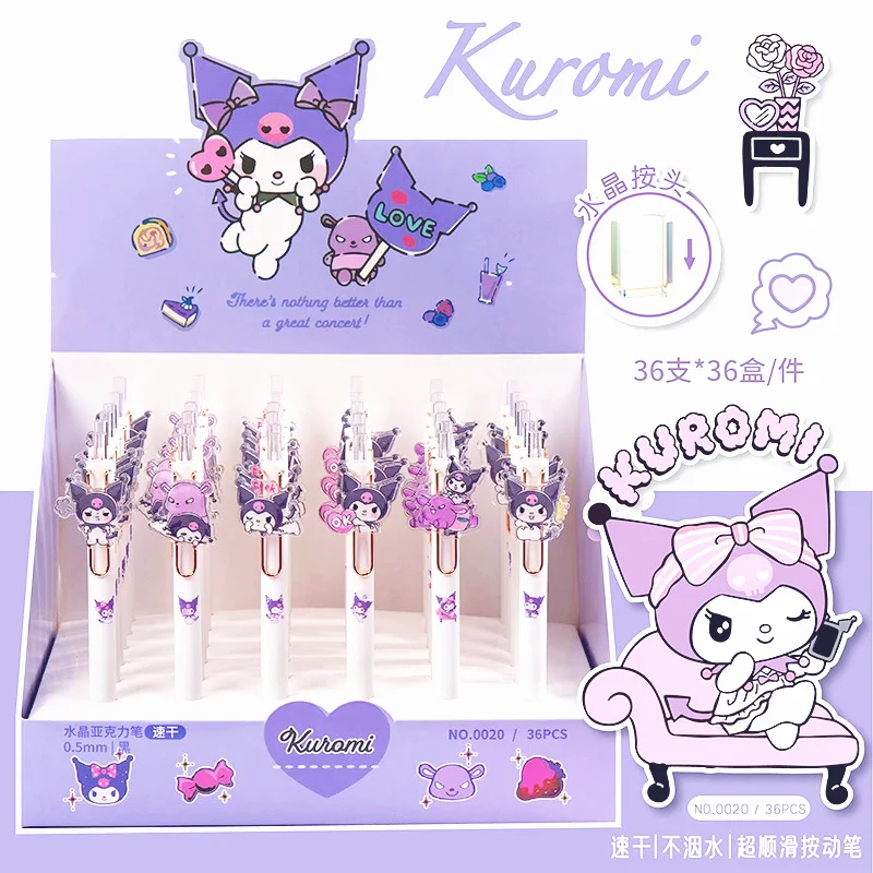 

36PCS Sanrio Pen Cute Girl 0.5MM Neutral Pen Kawaii Sanrio Kuromi My Melody Cinnamoroll Pen Kids Students School Stationery