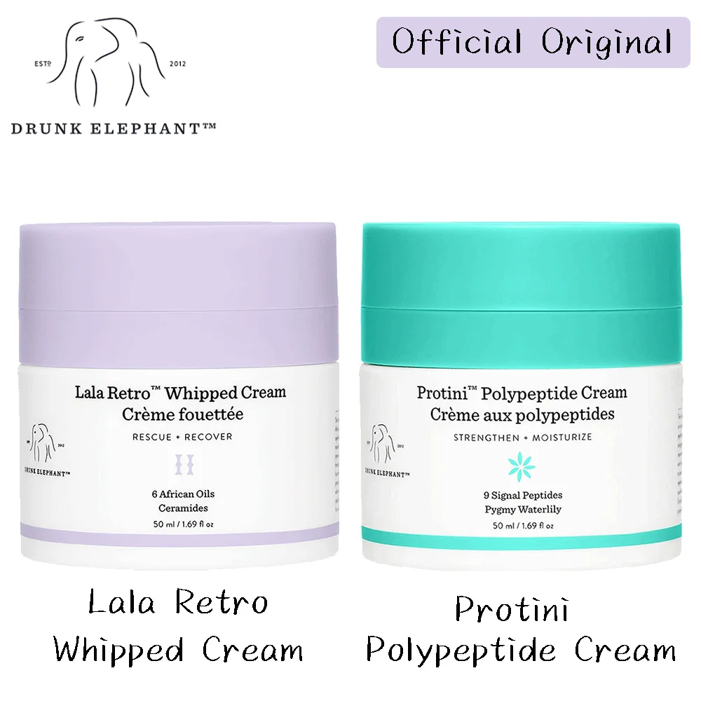 

2PCS Drunk Elephant Protini Polypeptide/LaLa Retro Whipped Cream 50ml Moisturizing Nourishing Whitening Firming Skin Care