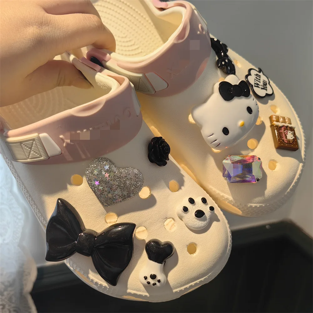 

Sanrio 3D Hello Kitty бант узел Пряжка для обуви Симпатичный мультфильм DIY Cinnamonroll мягкие клейкие кукольные дырки обувь цветок аксессуары подарок