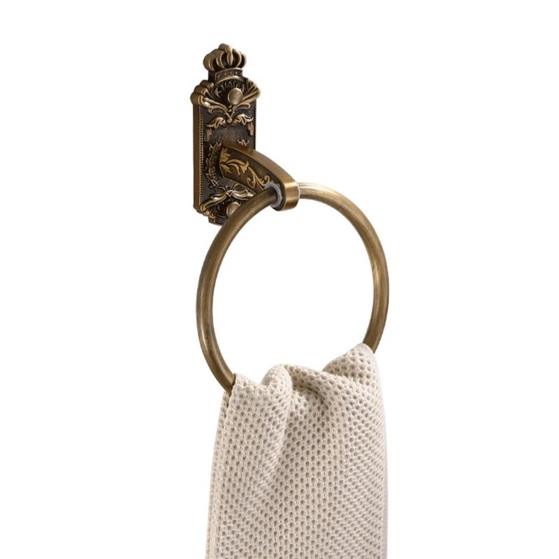 

Creative Wall-Mounted Towel Ring Rustic Industrial Faucet Design Brass Metal Hand Towel Rack for Bathroom Decoration