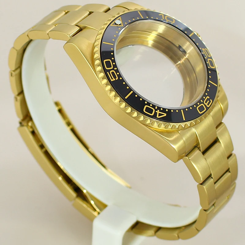 Золотой корпус часов для дайвинга 40 мм сапфировое стекло безель с 120 кликов Seiko NH35