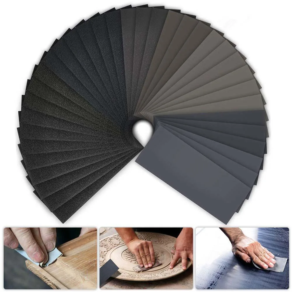 

42 Pcs Wet Dry Sandpaper Sand Paper Sanding Sheets 400- 3000 Grit Wood Car Metal Polishing Grinding Tools Sandpaper