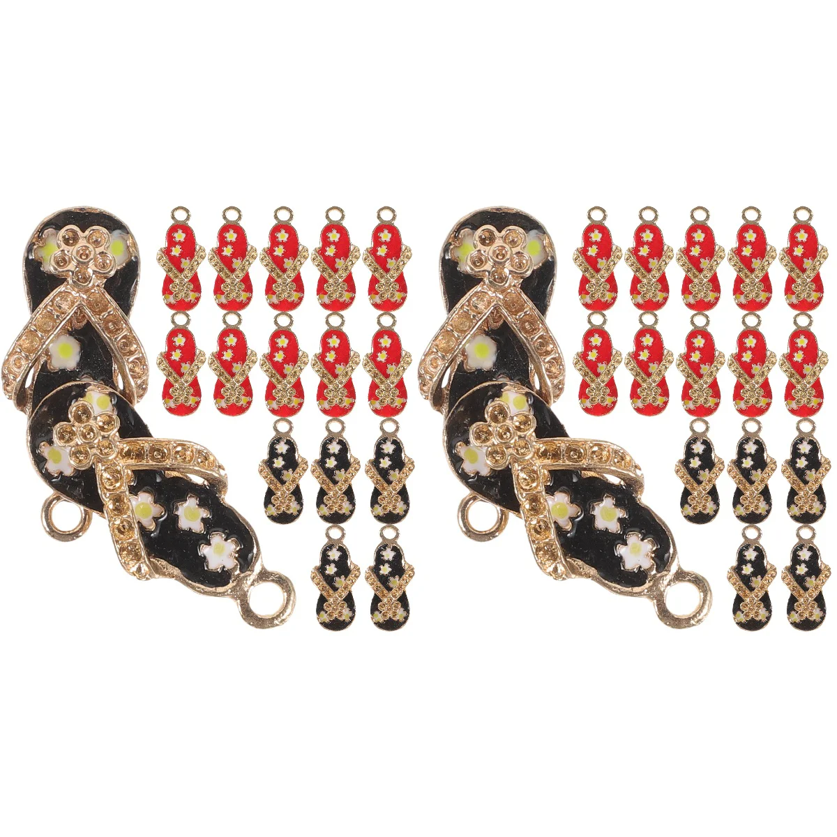 

40 Pcs Summer Crafts Slipper Pendant Ornaments Charm Accessories 2.5x1cm Adorable Necklace Pendants Decors DIY Metal Charms