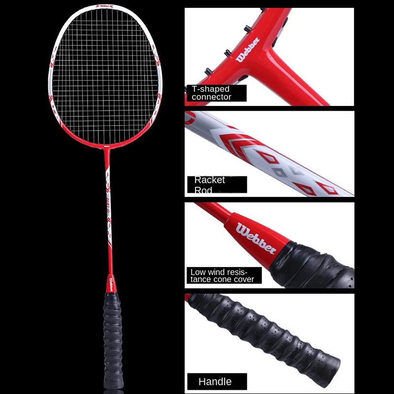 2pcs Professional Carbon Fiber Belt Line Badminton Racket Reinforced 3U-4U Up To 24LBS With Woven Bag balls |