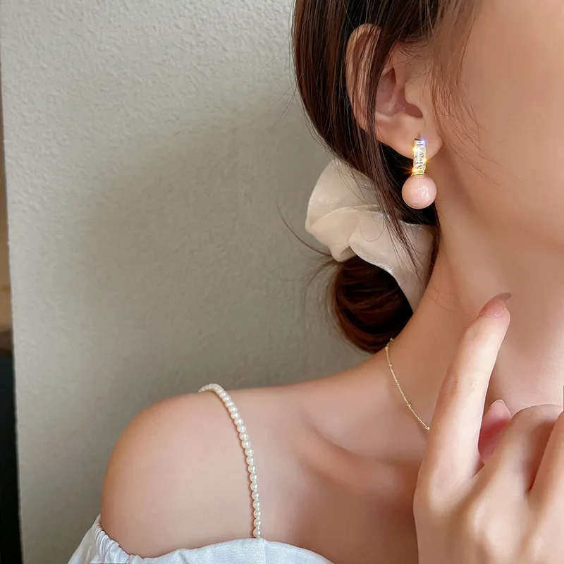 

Geometric U-shaped Pink Pearl Earrings Women's Earrings with Unique Style and Charm KPOP Girl Friendship Gift Party Banquet