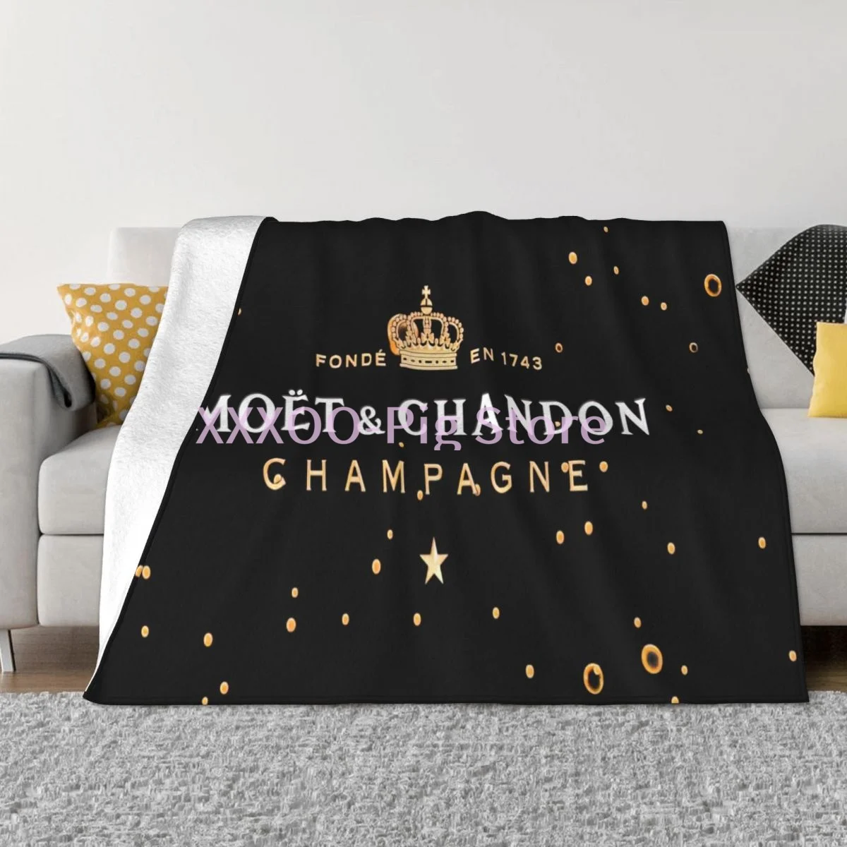 

Moet Chandon Champagne Moet Flannel Blanket Super Soft Throw Blanket Lightweight All Seasons Warm for Couch Sofa Bedroom Quilt