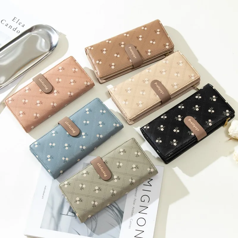 

New Wallet Women's Long PU Soft Face Print Folding Handbag Large Capacity Women's Student Long Leather Wallet