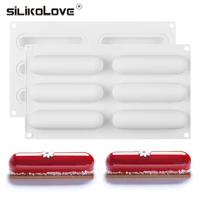 silikolove 6 cavity oval long mousse cake mold silicone pastry mold french sweets baking mould