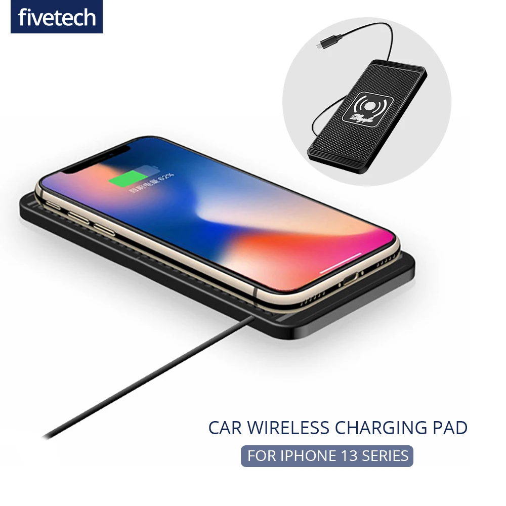 

Быстрое беспроводное автомобильное зарядное устройство QI для iPhone 13, 12 Pro, 11, XR, XS, 8 Plus, силиконовая Автомобильная Беспроводная зарядная панел...