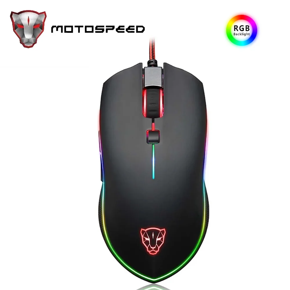 

Motospeed V40 Gamer Mouse 4000DPI 6 Buttons USB Wired Optical LED Breathe Backlit Programmable Gaming Mice For Mini PC Laptop