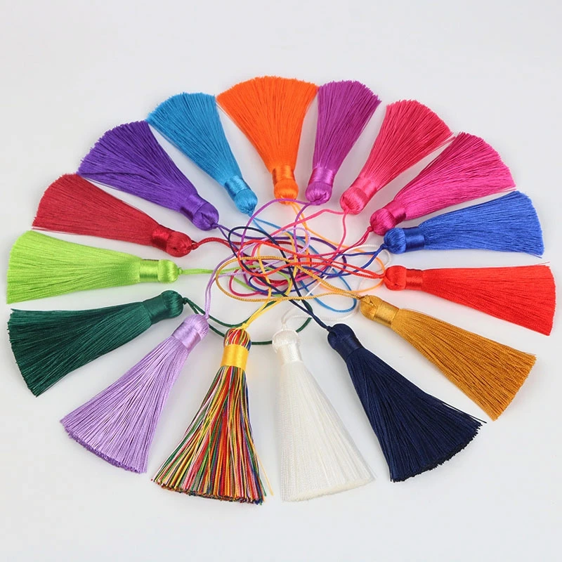

10/20pcs 8cm Tassel Crafts With Cords Colored Fringe Charms Diy Jewelry Making Bags Keychain Pendant Handmade Satin Fringe