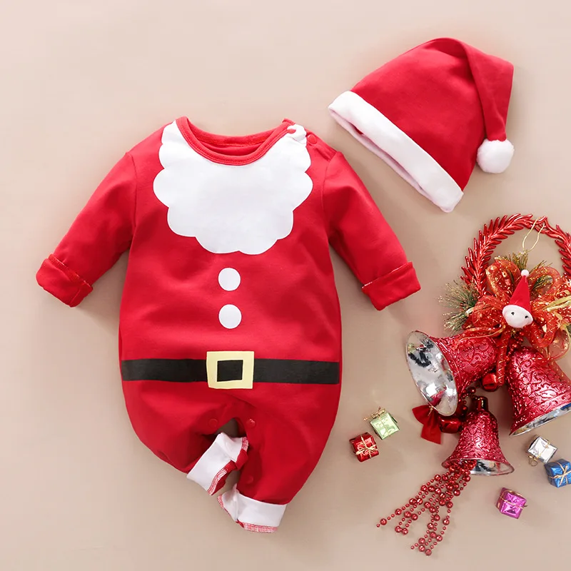 Christmas Baby Costume santa claus elk elf Infant Romper Jumpsuit Suit 2Pcs Clothes Newborn 0-12M New Year