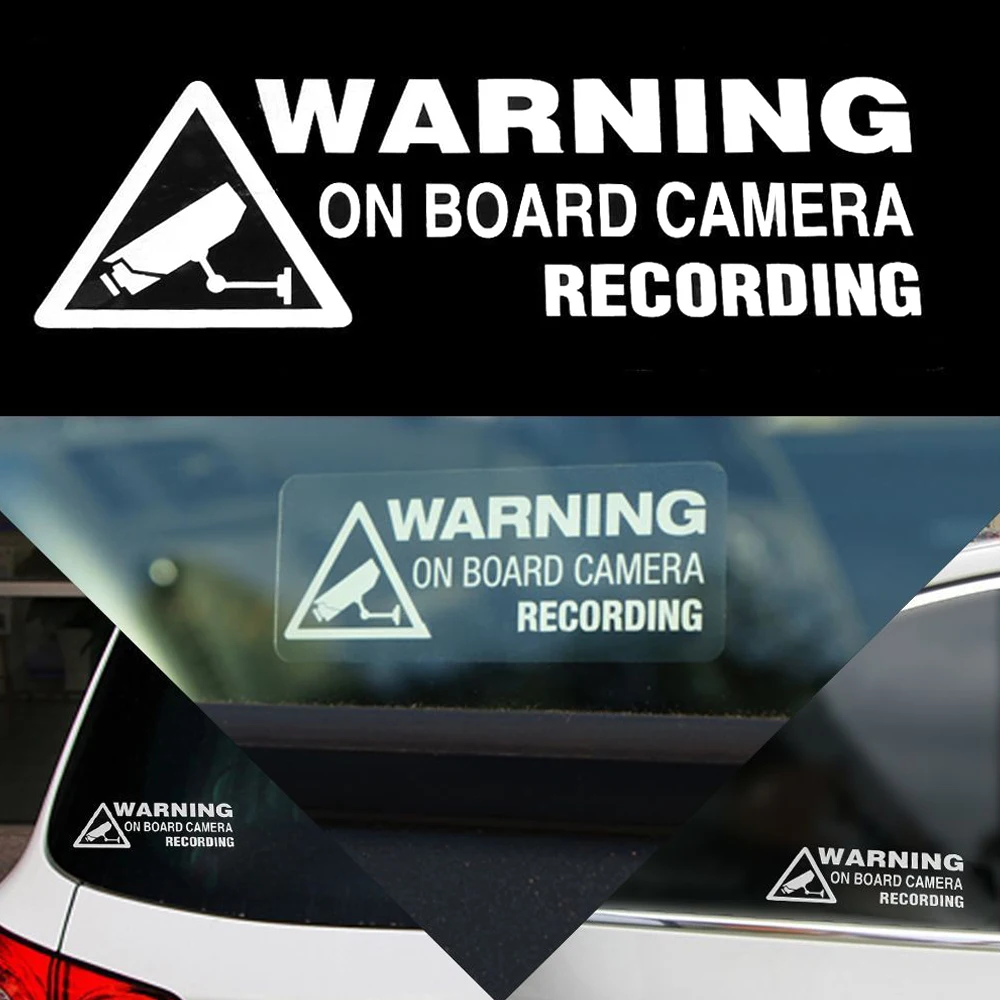 

1Pc Warning on Board Camera Recording Car Sticker Auto Truck Door Window Vinyl Decor Styling Decal Car Exterior Accessories
