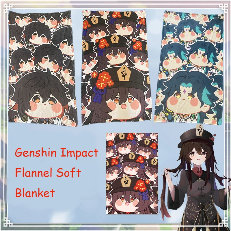 

Anime Genshin Impact Flannel Cosplay Blanket Hutao Zhongli Xiao Soft Cloak Fans Costume Props