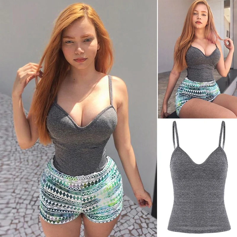 

Women's V-Neck Sexy Slim Camisole Grey