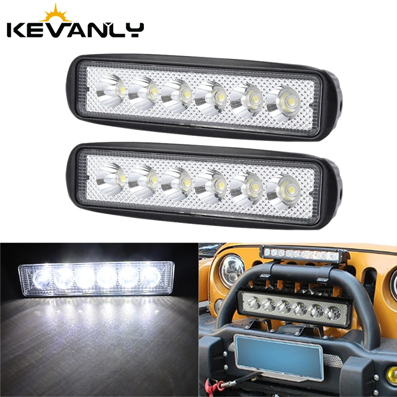 

1/2PCS 18w 6 LED 12v 24v Car Work Light DRL Spotlight High Bright Waterproof Auto Offroad SUV Truck Headlights Driving Lamp