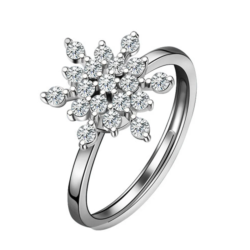 Женское кольцо-Спиннер со снежинкой и кристаллами циркона | Украшения аксессуары