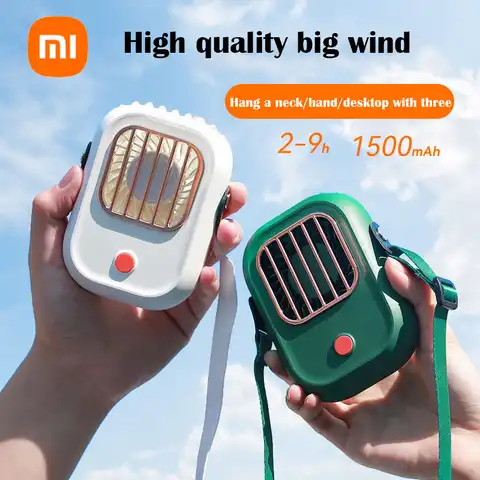 Портативный подвесной шейный вентилятор Xiaomi, ручной мини-воздухоохладитель с 3 режимами работы, для использования на открытом воздухе, на р...