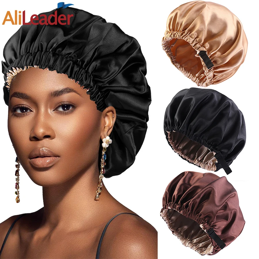 

10/20/30Pcs Satin Bonnet Sleep Bonnet Silk Satin Cap For Women Reversible Hair Bonnet Double Layer Satin Sleep Cap For Girls