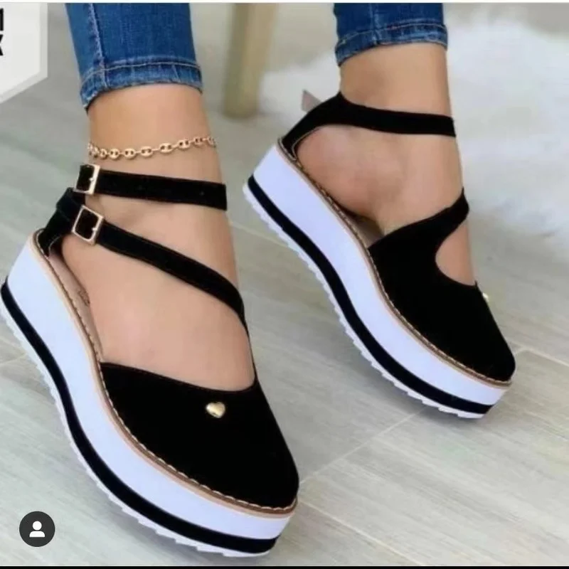 

Comemore 2022 Women Platform Sandals Closed Toe Round Head Womens Shoes Comfort Summer Outdoor Beach Height Increase Sneakers 43
