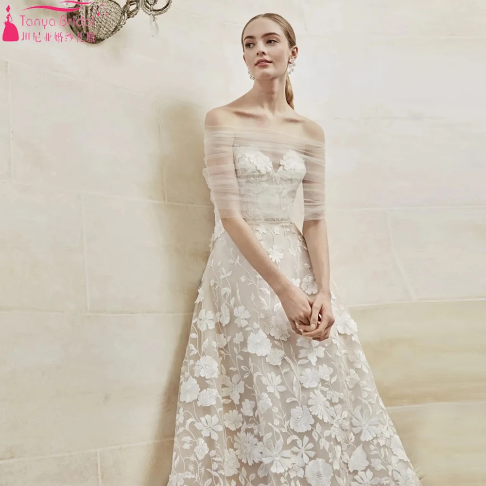 

Романтичные Свадебные платья с 3D цветочным кружевом, трапециевидная женская модель со съемным тюлем Bplero ZW954