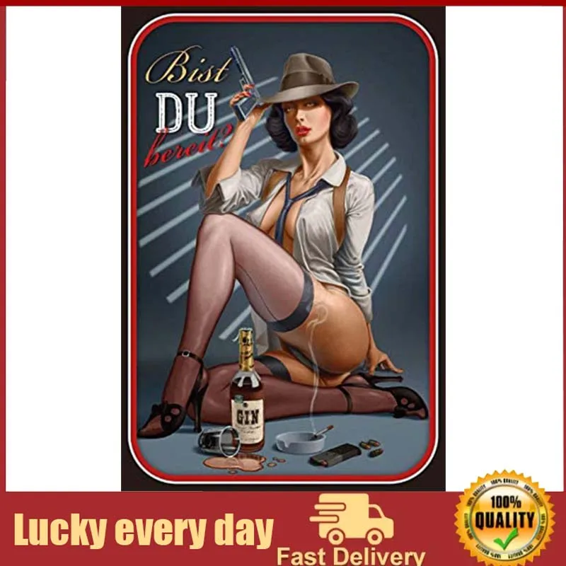 Металлический жестяной знак Bidesign в виде гангстерской девушки, индивидуальный металлический знак для бара, кафе, ресторана, домашний декор, металлический декор, декор для комнаты