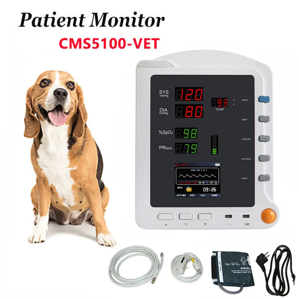 

CMS5100 Veterinary Multiparameter Patient Vital Signs Monitor ICU Ambulance NIBP SPO2 Pulse Rate Medical Device