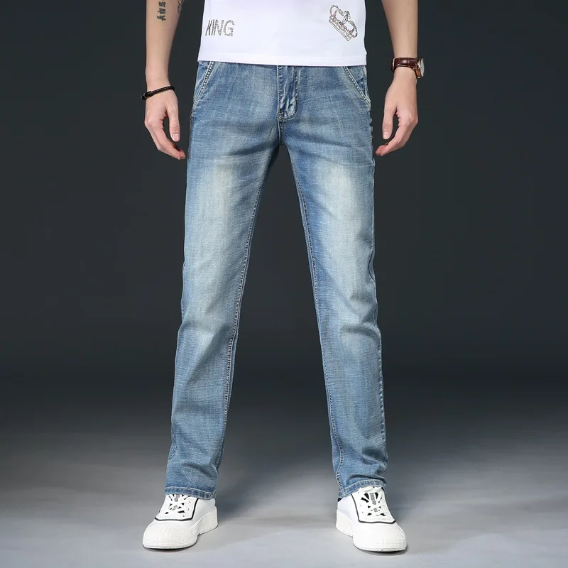 Джинсы мужские стрейчевые классические модные брендовые брюки из денима Мягкие