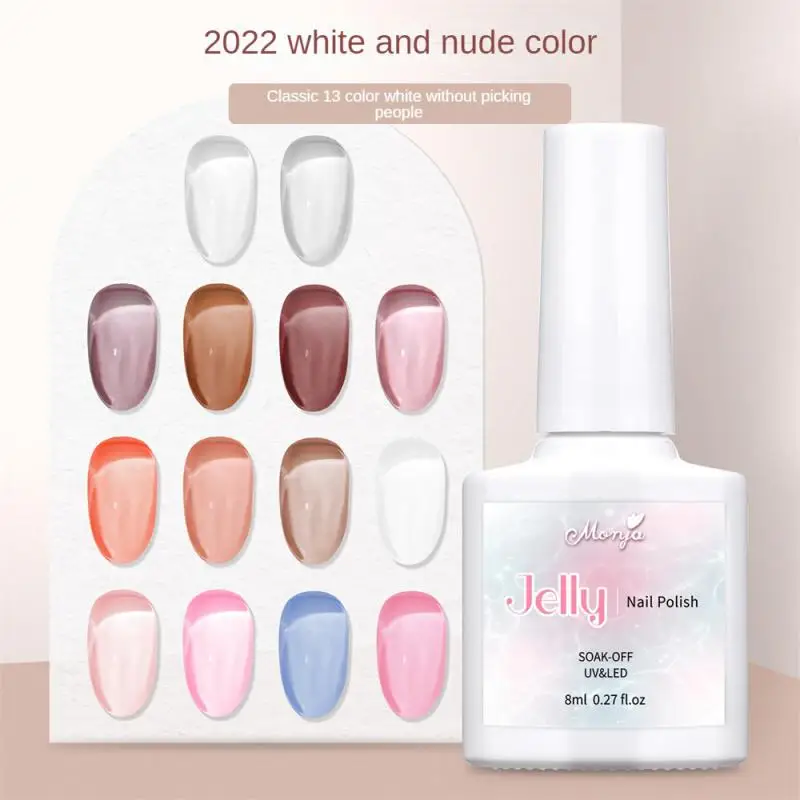 

Полупрозрачный розовый телесный УФ-гель Monja, Желейный лак для ногтей, украшение для ногтей «сделай сам», полуперманентные аксессуары для ногтей