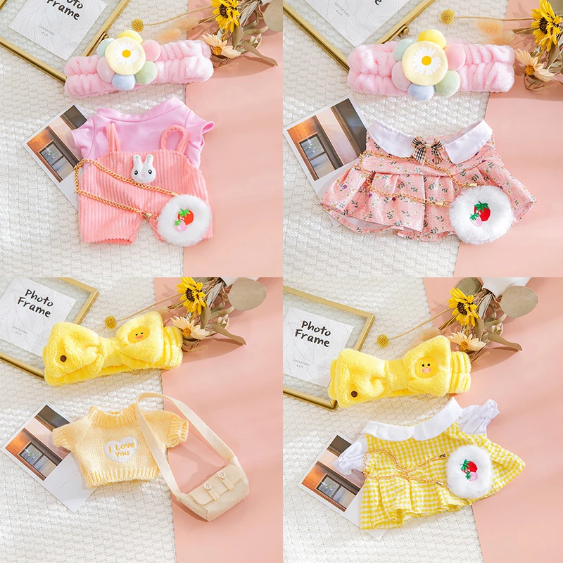 

1set 30cm Duck Dog with Clothes Plush Toys Cartoon Stuffed Dolls Accessories Clothing Hair Band Kids Girls Gift