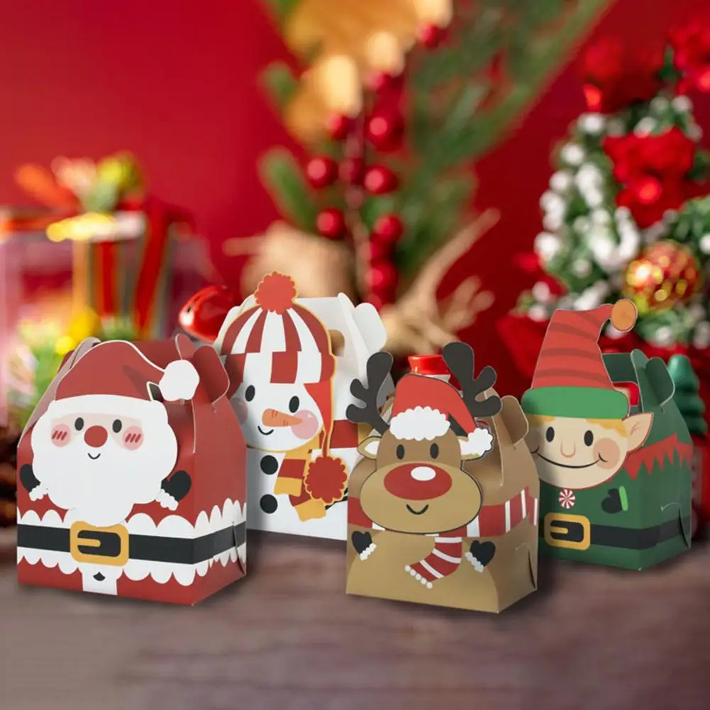 

Lightweight 10Pcs/Set Excellent Elk Square Carrying Case Multi-functional Santa Claus Cookie Box Exquisite for Home