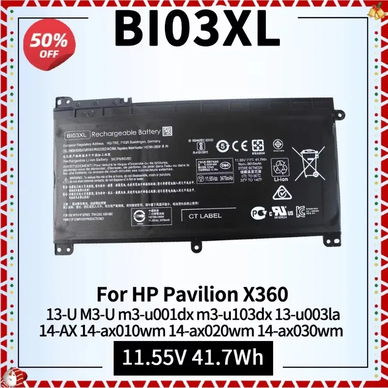 BI03XL BIO3X Аккумулятор для ноутбука HP Pavilion TPN-W118 13-U M3-U M3-u001dx M3-u103dx 13-u003la 844203 -850 14-AX 14-AX010wm