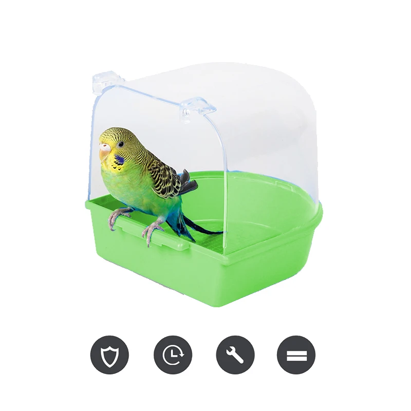 

Bird Plastic Hangable Bathroom Parrot Shower Tool In Cage Canary Transparent Tub Goldfinch Sturdy Durable Accessories Oiseaux