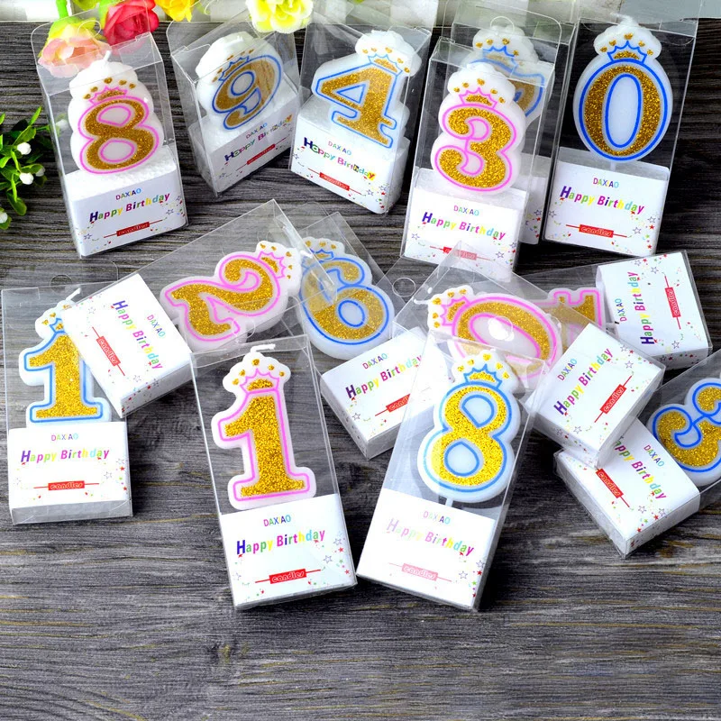 New Sequins Digital Candle Birthday Number Cake Candle 0 1 2 3 4 5 6 7 8 9 Cake Topper Girls Boys Baby Party Supplies Decoration