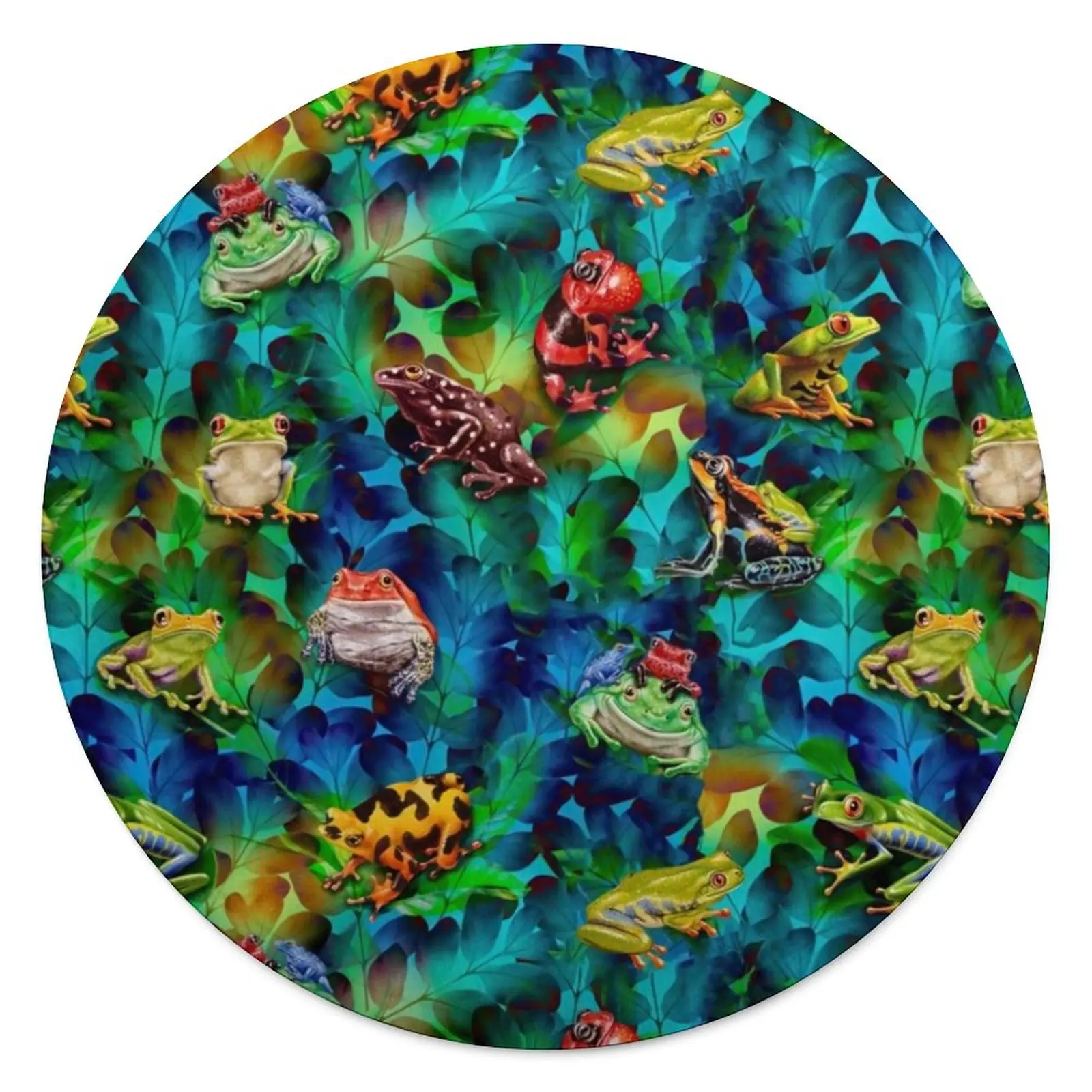 

Colorful Frog Art Blanket Cute Frogs Trending Animal Funny Round Fleece Blanket Couch Soft Fashion Bedspread