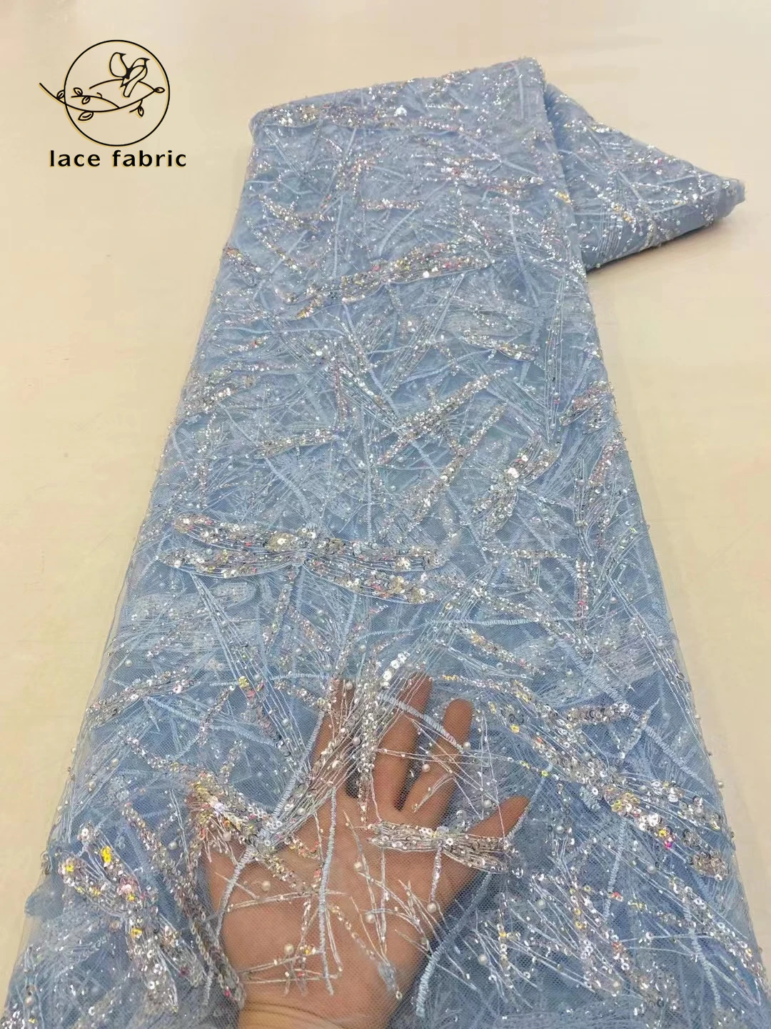 

African Nigerian Sequins Beads Lace Fabric 2023 High Quality Net Groom Lace French Nigerian Lace Fabric For Wedding Dress Women
