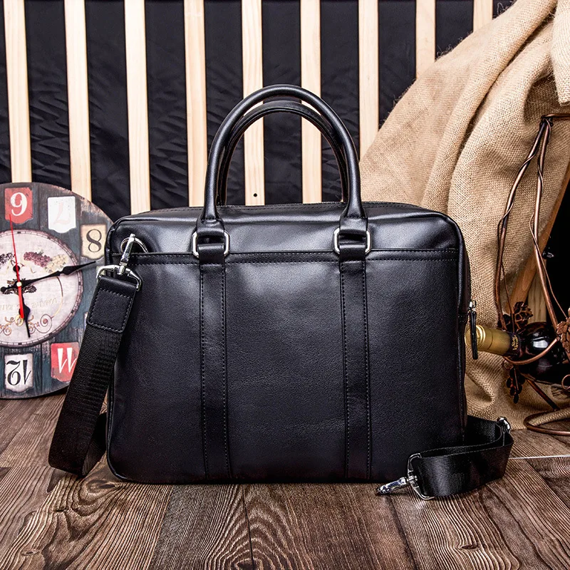 Luxury Briefcase Men Leather Handbags messenger bag for men Business Leather Laptop shoulder bag for A4 Document Passport cover