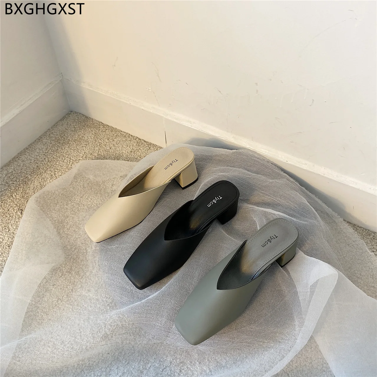 

Мюли женские на высоком каблуке, летние тапочки, туфли-лодочки, 2022