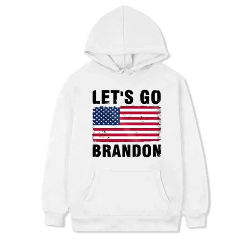 

Unisex Funny Long Sleeve Hoodies US Flag Let's Go Brandon Letters Graphic Print Sweatshirt Patriotic Oversized Tops