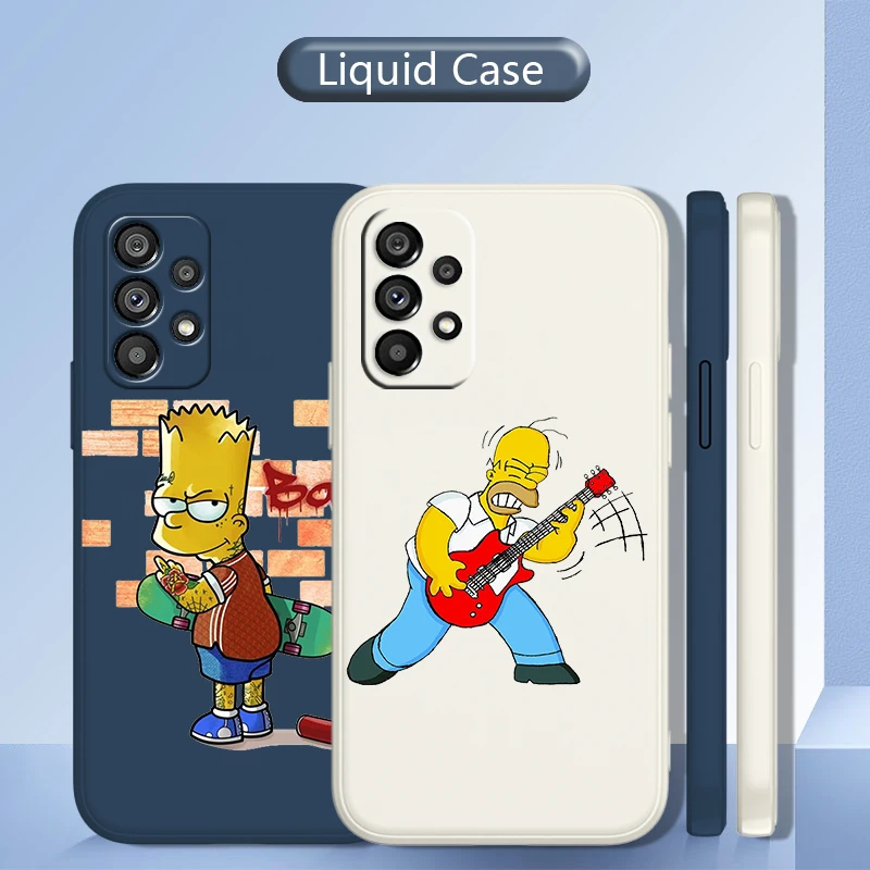 

The Simpsons Family Case For Samsung Galaxy A73 A72 A53 A33 A52 A32 A22 A71 A51 A21S 4G 5G Liquid Rope Phone Cover