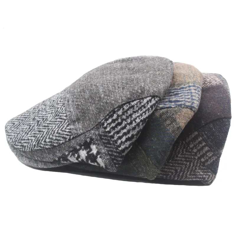 

Fashion Men Women Caps Classic Herringbone Tweed Wool Blend Newsboy Ivy Hat Spring Autumn Winter Warm Berets Free Shipping