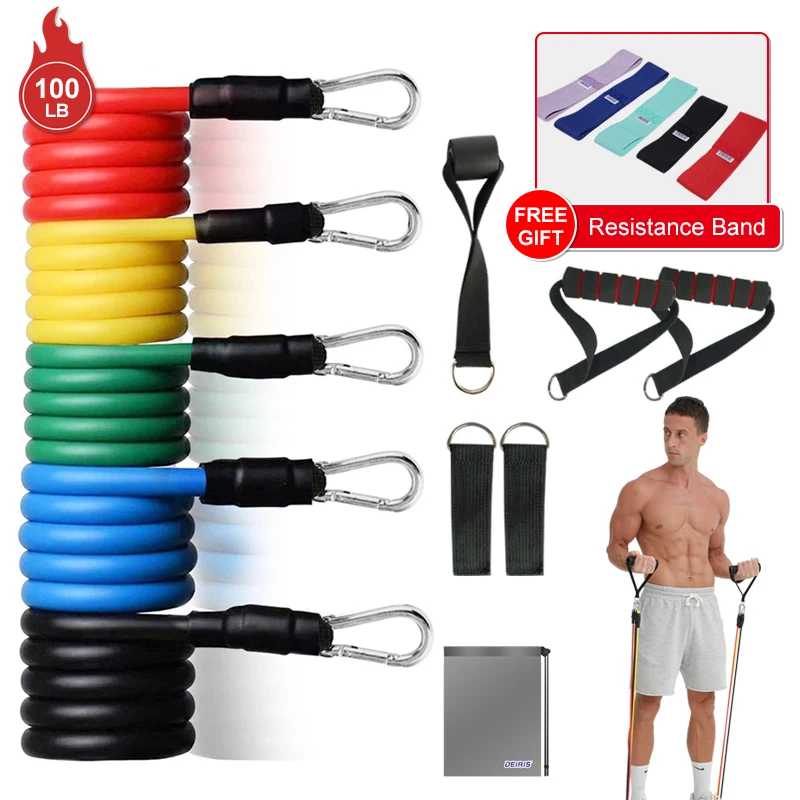 

Resistance Bands Set 11 Pieces Exercise Band Portable Home Gym Accessories Professional Fitness Elastic Rubber Workout Expander