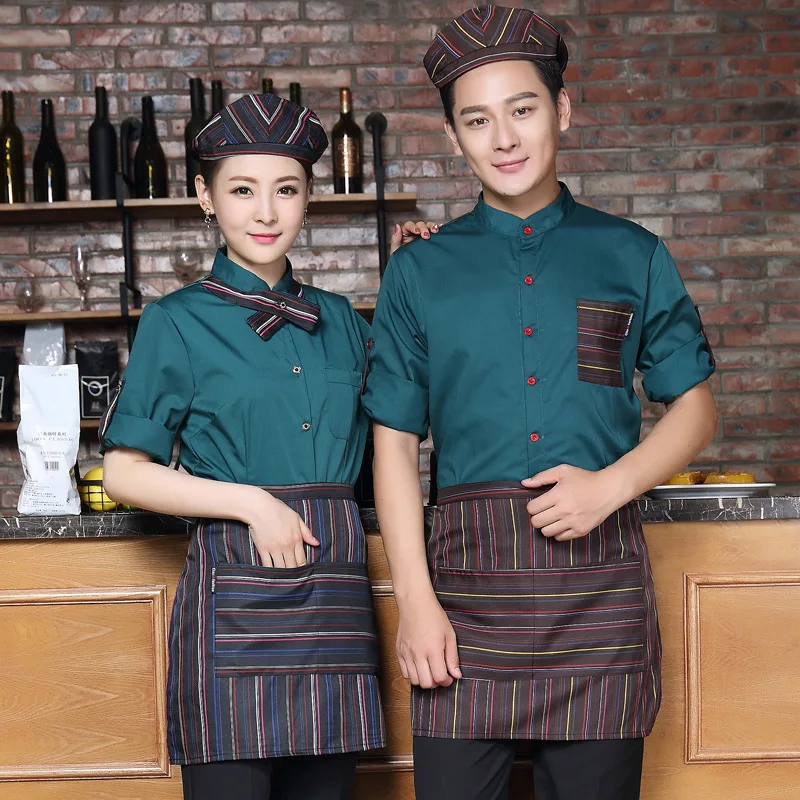 Кофейная осенне-зимняя одежда с длинными рукавами для западного ресторана